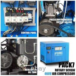 10-HP 7.5KW Rotary Screw Air Compressor 460V 3-Phase 125PSI 39CFM Fix Speed