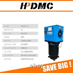 10-HP Rotary Screw Air Compressor 230V 3-Phase 145 PSI with 40-Gallon Air Tank