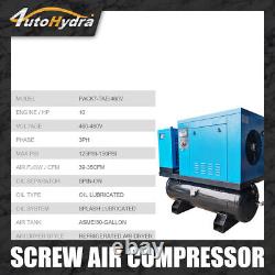 10HP 460V Rotary Screw Air Compressor 39cfm 125Psi With80 Gal ASME Tank+ Air Dryer