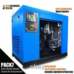 10Hp 3 Phase Rotary Screw Air Compressor + Refrigerated Air Dryer +60 Gal. Tank
