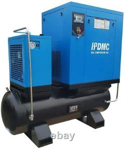 15HP 230V 3-Phase Rotary Screw Air Compressor 57CFM-80-Gallon Tank with Air Dryer