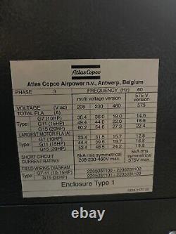 15HP Atlas Copco G11FF rotary screw air compressor