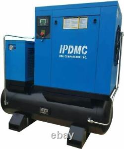 20 HP 80 Gallon Rotary Screw Air Compressor Fully Packaged with Dryer 230V 3-Phase