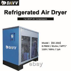 20 Hp 3 Ph 230 V Rotary Screw Air Compressor with 110 V 1 Ph Refrigerated Dryer