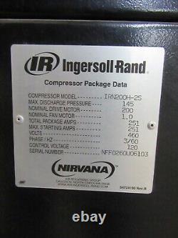 2006 200 HP Ingersoll Rand Oil Free Rotary Screw Air Compressor Irn200h-2s 460 V