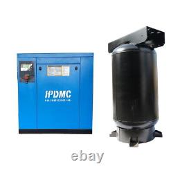230V 3 Phase 20HP Rotary Screw Air Compressor 81cfm with 80 Gal ASME Coded Tank