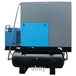 230V/460V Rotary Screw Air Compressor 150psi 113cfm 160 Gal ASME Tank+Air Dryer