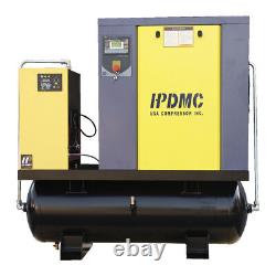 460V 3PH Rotary Screw Air Compressor with dryer& 80Gal tank 20HP/15KW 81CFM 125PSI