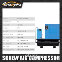 460V 3Phase 20HP Screw Air Compressor for Painting with Air Dryer 80Gal Tank