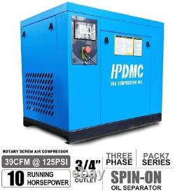 Industrial 7.5kw 10HP Rotary Screw Air Compressor 3 Phase 230V 60Hz 39cfm 125psi
