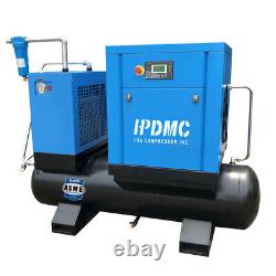 Variable Frequency 230V Rotary Screw Compressor 10HP 1PH With Air Dryer and Tank