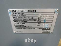 Compresseur à vis rotatif monté sur base Atlas Copco 15 HP 3600 tr/min 460 Vac Ga11
