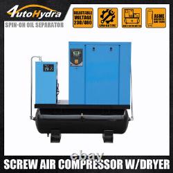 Compresseur d'air à vis 460V 3 phases 20HP pour la peinture avec sécheur d'air et réservoir de 80 gallons