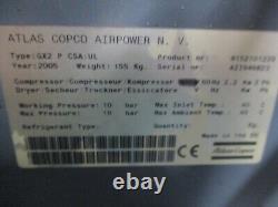 Compresseur d'air à vis rotatif Atlas Copco GX2 P 8152101229 3HP 460V 60Hz 3Ph d'occasion
