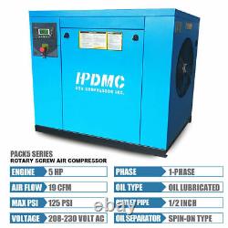 Compresseur d'air à vis rotatif HPDMC 7,5Hp 230V avec réservoir d'air de 60 gallons
