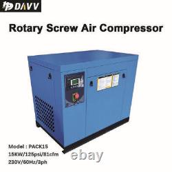 Compresseur d'air à vis rotatif de 20 ch, 3 Ph, 230 V avec sécheur réfrigéré 110 V, 1 Ph