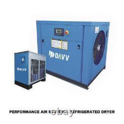 Compresseur d'air à vis rotatif triphasé de 10 ch + sécheur d'air réfrigéré + réservoir de 60 gal.