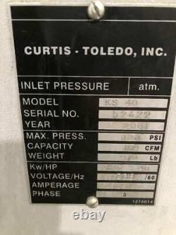 Compresseur d'air à vis rotative Curtis-Toledo KS 40 40HP 125PSI 169CFM 3PH 16218hrs