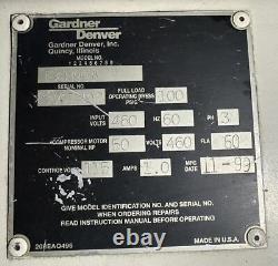 Compresseur d'air à vis rotative Gardner Denver EAH99A de 50 HP, 460V