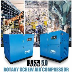 Compresseur d'air rotatif à vis triphasé de 50 CV, 230V + réservoir industriel ASME de 270 gallons